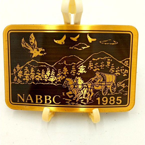 Old West Belt Buckles Covered Wagon 1985 NABBC National Association Buckle Colle - Picture 1 of 7